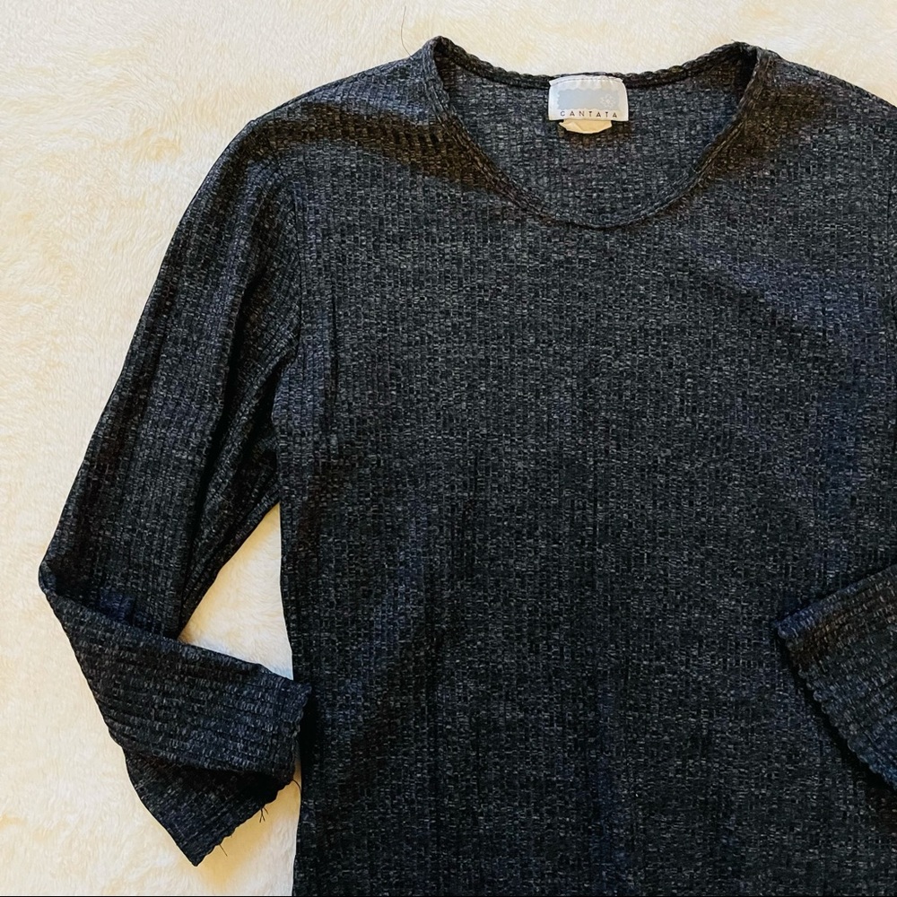 Grey Ribber 3/4 Sleeve Top - Picture 4 of 8